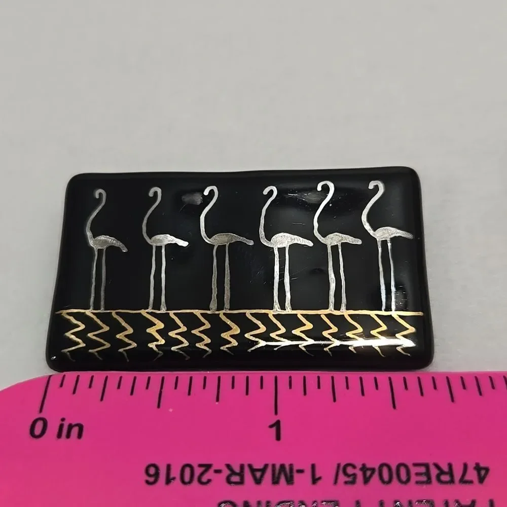 Black Glass Flamingo Brooch